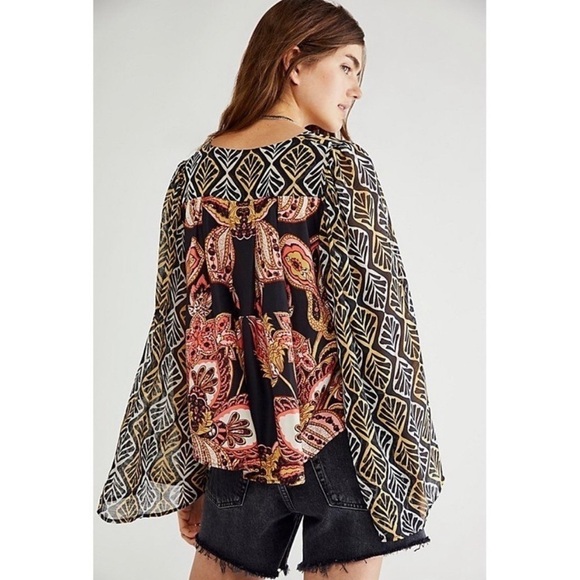 Free People Aleena Printed Blouse Top - Picture 5 of 17